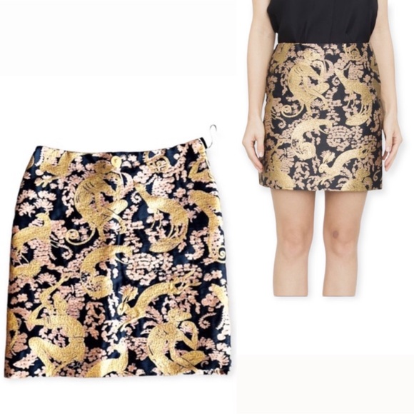NEW Versace Jacquard Mini Skirt, Black Pink Gold, Size US 2 , EU 38 New w/Tag - Picture 3 of 12